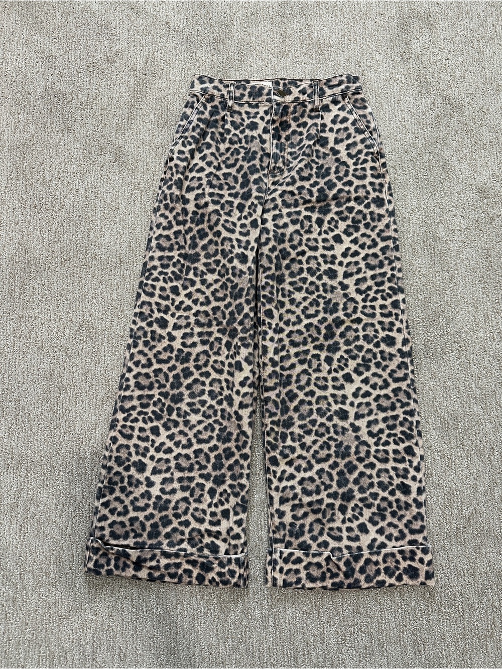 Anthropologie Leopard Print Wide-Leg Jeans